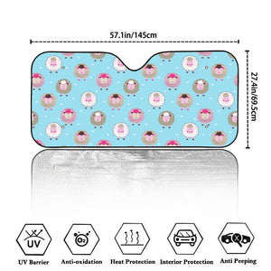 Cartoon Sheep Pattern Print Car Windshield Sun Shade