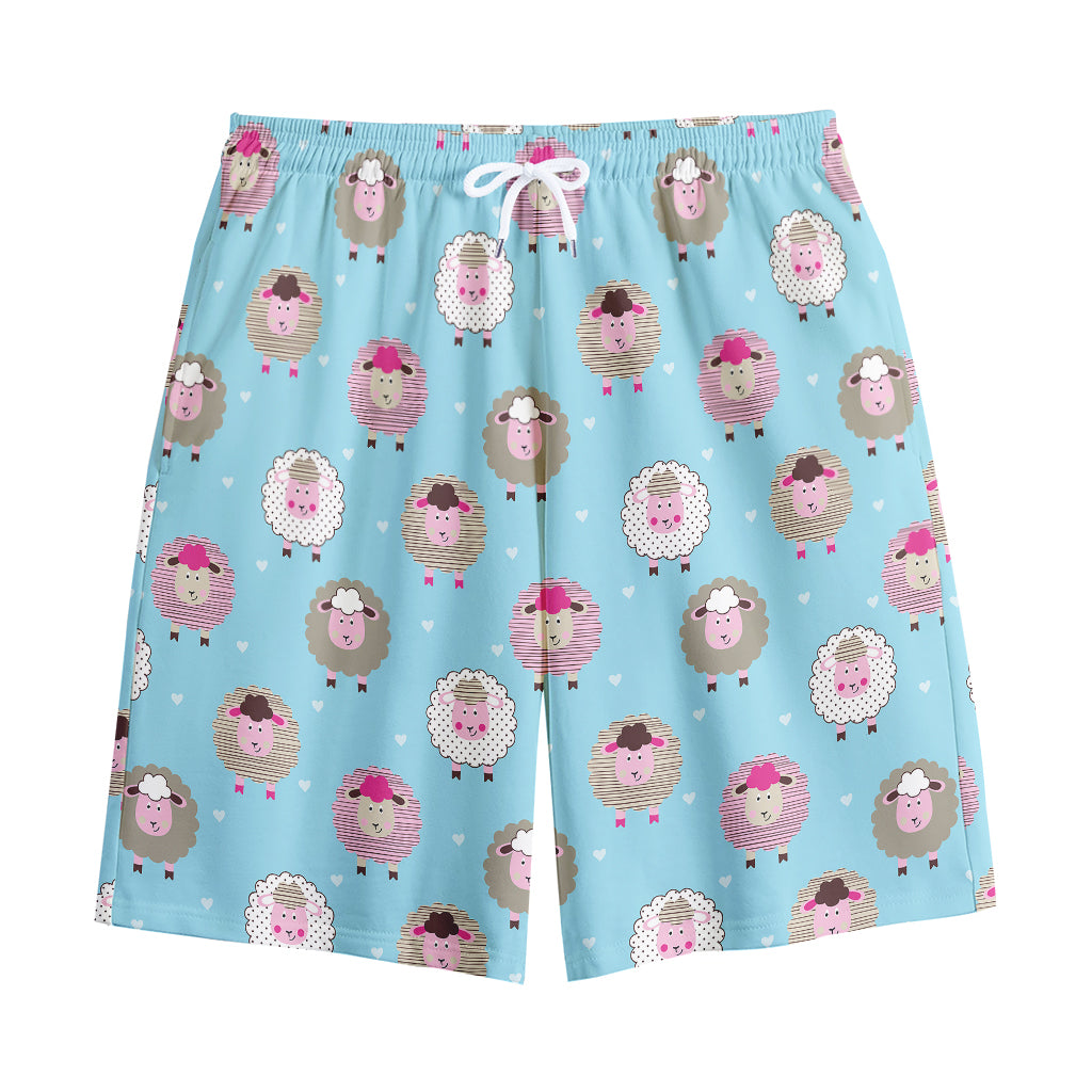 Cartoon Sheep Pattern Print Cotton Shorts