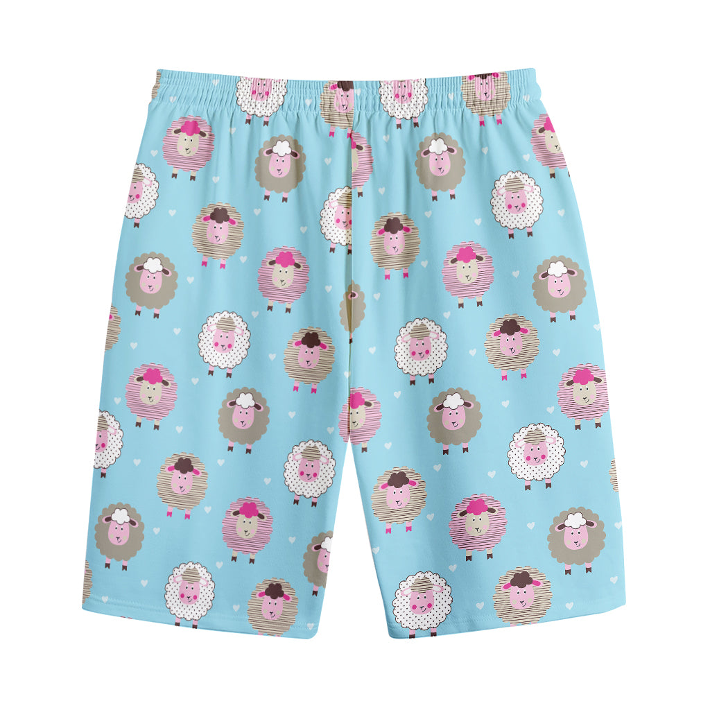 Cartoon Sheep Pattern Print Cotton Shorts