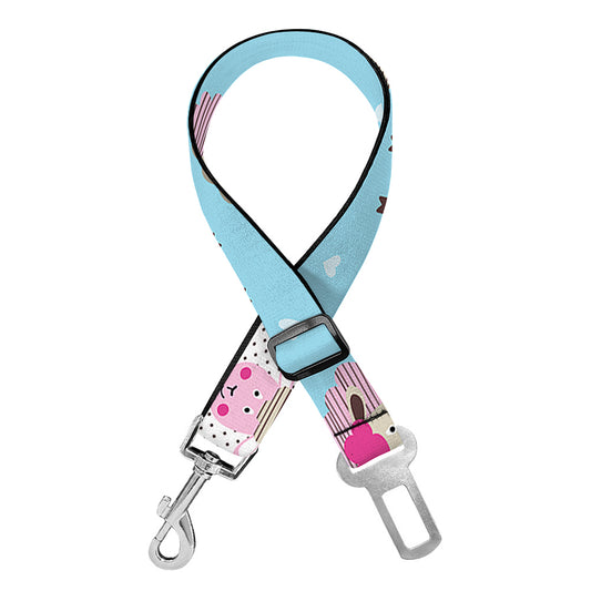 Cartoon Sheep Pattern Print Dog Seat Belt