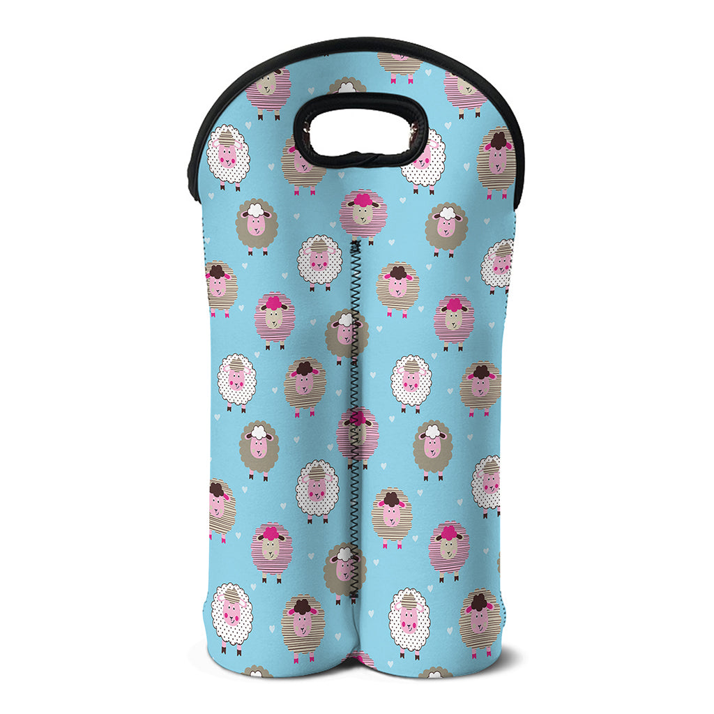 Cartoon Sheep Pattern Print Double Neoprene Wine Tote