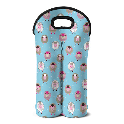 Cartoon Sheep Pattern Print Double Neoprene Wine Tote