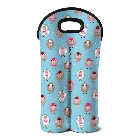 Cartoon Sheep Pattern Print Double Neoprene Wine Tote