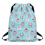 Cartoon Sheep Pattern Print Drawstring Backpack