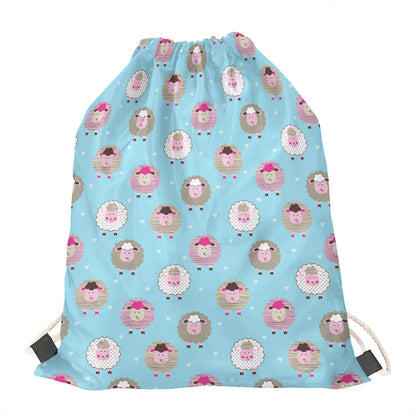 Cartoon Sheep Pattern Print Drawstring Bag