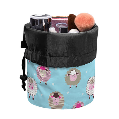 Cartoon Sheep Pattern Print Drawstring Makeup Bag