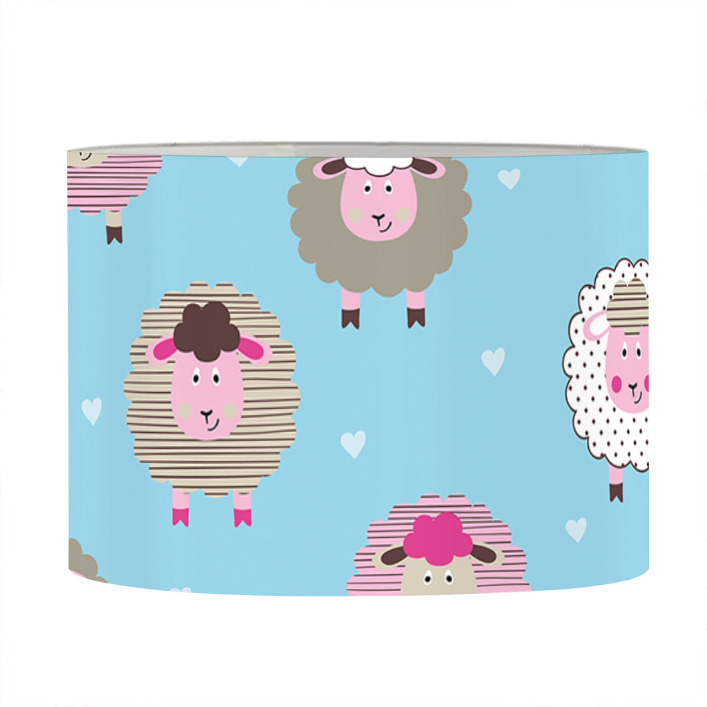 Cartoon Sheep Pattern Print Drum Lamp Shade