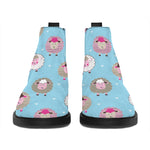 Cartoon Sheep Pattern Print Flat Ankle Boots