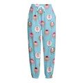 Cartoon Sheep Pattern Print Fleece Lined Knit Pants