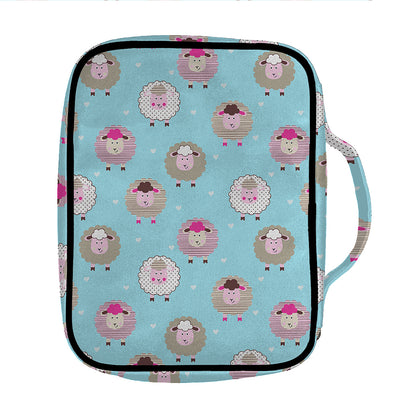 Cartoon Sheep Pattern Print Front Pocket Bible Bag