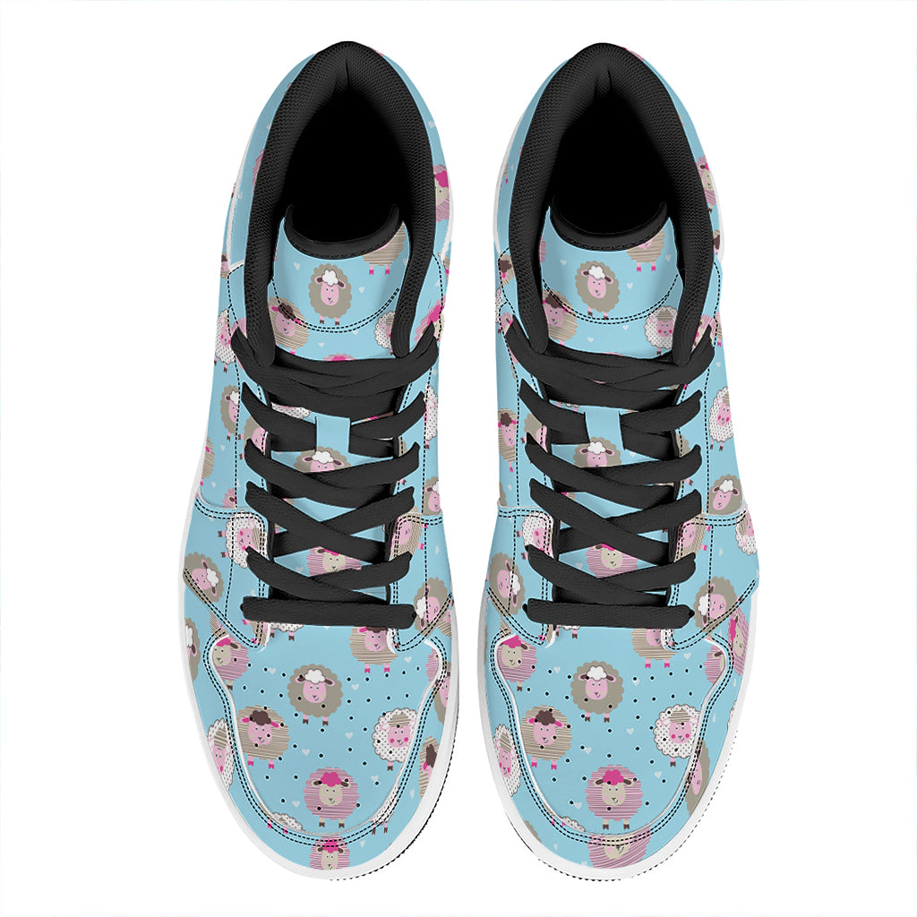 Cartoon Sheep Pattern Print High Top Leather Sneakers
