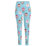 Cartoon Sheep Pattern Print High-Waisted Pocket Leggings