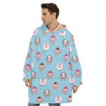 Cartoon Sheep Pattern Print Hoodie Blanket
