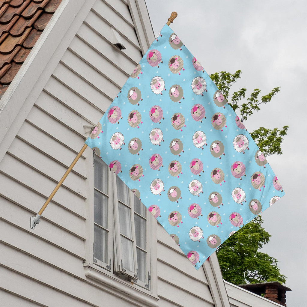Cartoon Sheep Pattern Print House Flag