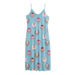 Cartoon Sheep Pattern Print Jersey Midi Cami Dress