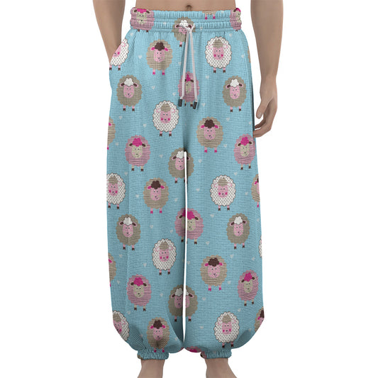 Cartoon Sheep Pattern Print Lantern Pants