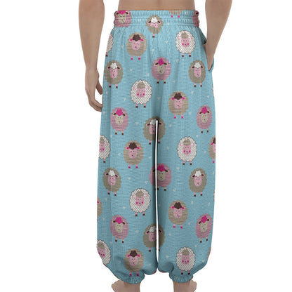 Cartoon Sheep Pattern Print Lantern Pants