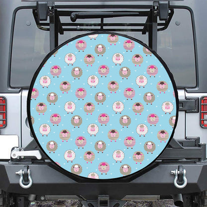 Cartoon Sheep Pattern Print Leather Spare Tire Cover
