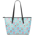 Cartoon Sheep Pattern Print Leather Tote Bag With Zipper
