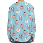 Cartoon Sheep Pattern Print Long Sleeve Baseball Jersey