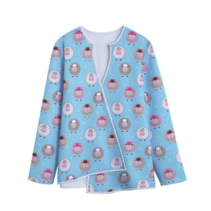 Cartoon Sheep Pattern Print Long Sleeve Short Coat