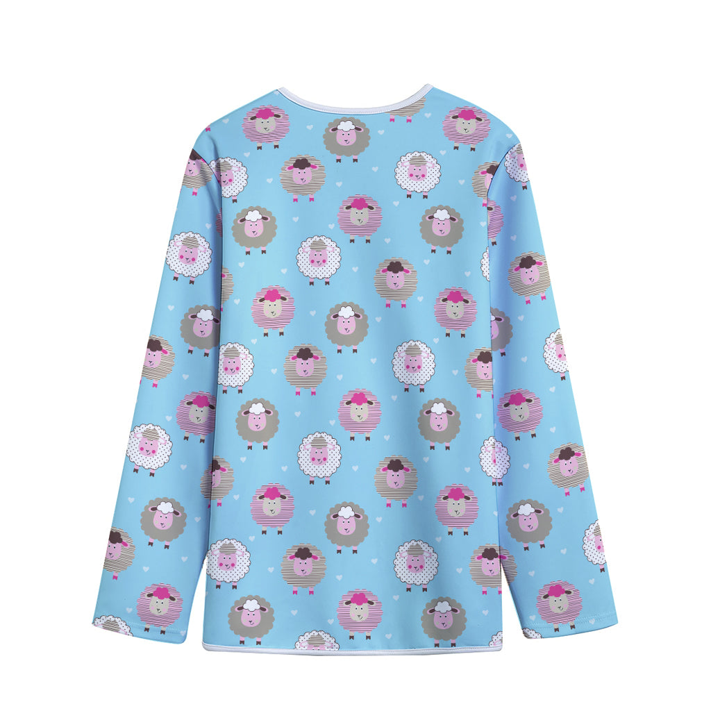 Cartoon Sheep Pattern Print Long Sleeve Short Coat