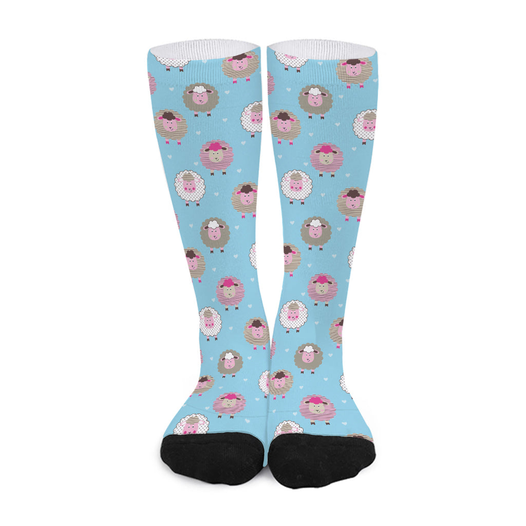 Cartoon Sheep Pattern Print Long Socks