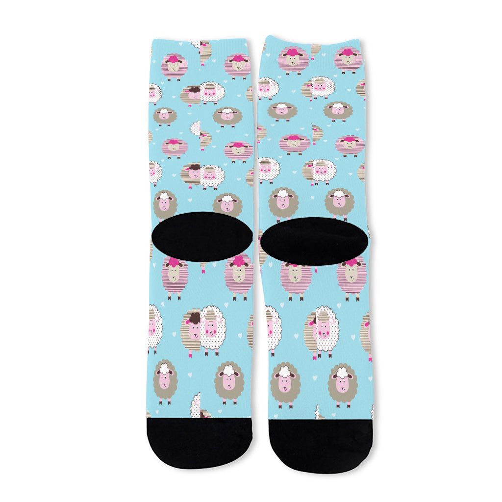 Cartoon Sheep Pattern Print Long Socks