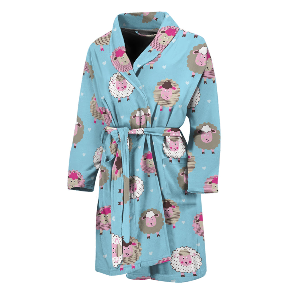 Cartoon Sheep Pattern Print Men's Bathrobe