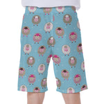 Cartoon Sheep Pattern Print Men's Beach Shorts