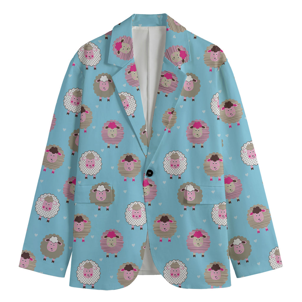 Cartoon Sheep Pattern Print Men's Blazer