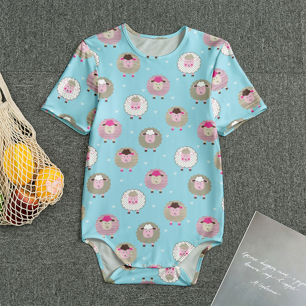 Cartoon Sheep Pattern Print Men's Bodysuit