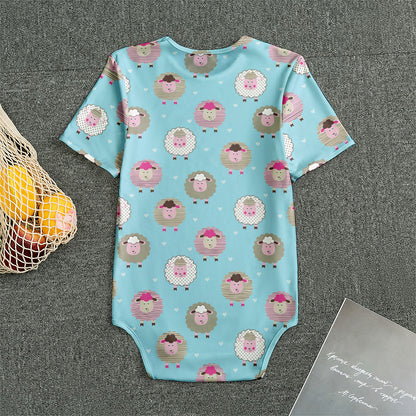 Cartoon Sheep Pattern Print Men's Bodysuit