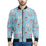 Cartoon Sheep Pattern Print Men's Bomber Jacket