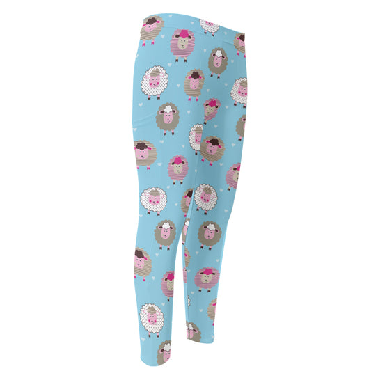 Cartoon Sheep Pattern Print Men's Compression Pants