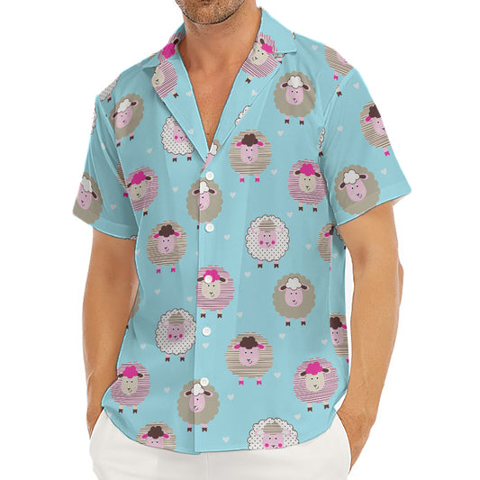 Cartoon Sheep Pattern Print Men's Deep V-Neck Shirt