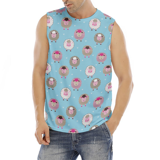 Cartoon Sheep Pattern Print Men's Fitness Tank Top