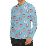 Cartoon Sheep Pattern Print Men's Long Sleeve Rash Guard