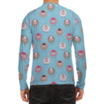 Cartoon Sheep Pattern Print Men's Long Sleeve Rash Guard