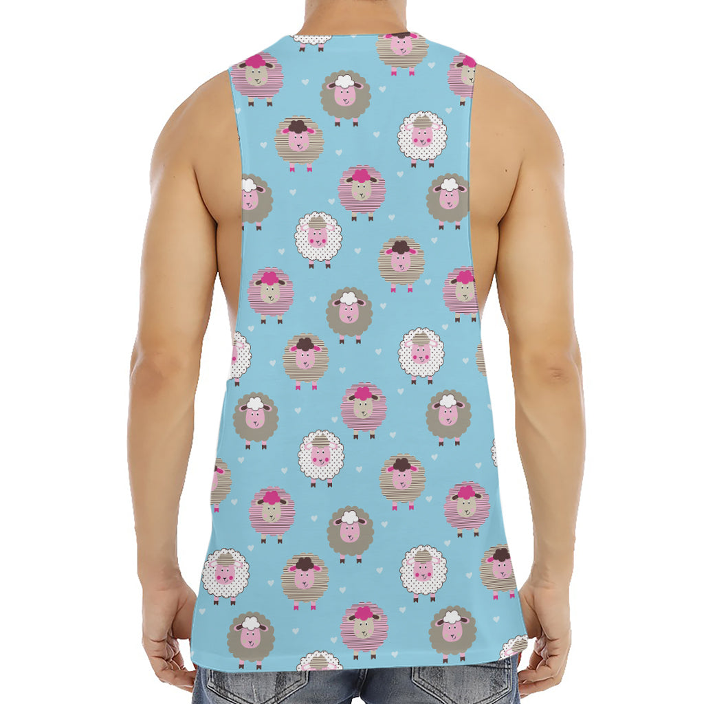 Cartoon Sheep Pattern Print Men's Muscle Tank Top