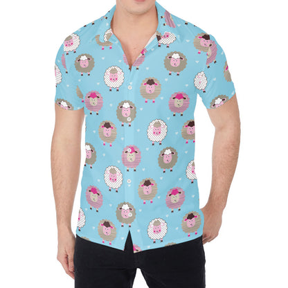 Cartoon Sheep Pattern Print Men's Shirt