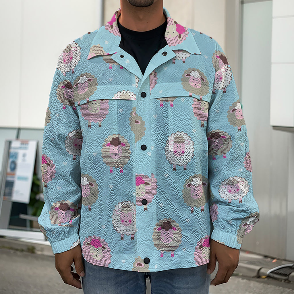 Cartoon Sheep Pattern Print Men's Shirt Jacket
