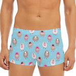 Cartoon Sheep Pattern Print Men's Short Boxer Briefs