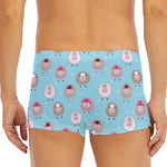Cartoon Sheep Pattern Print Men's Short Boxer Briefs