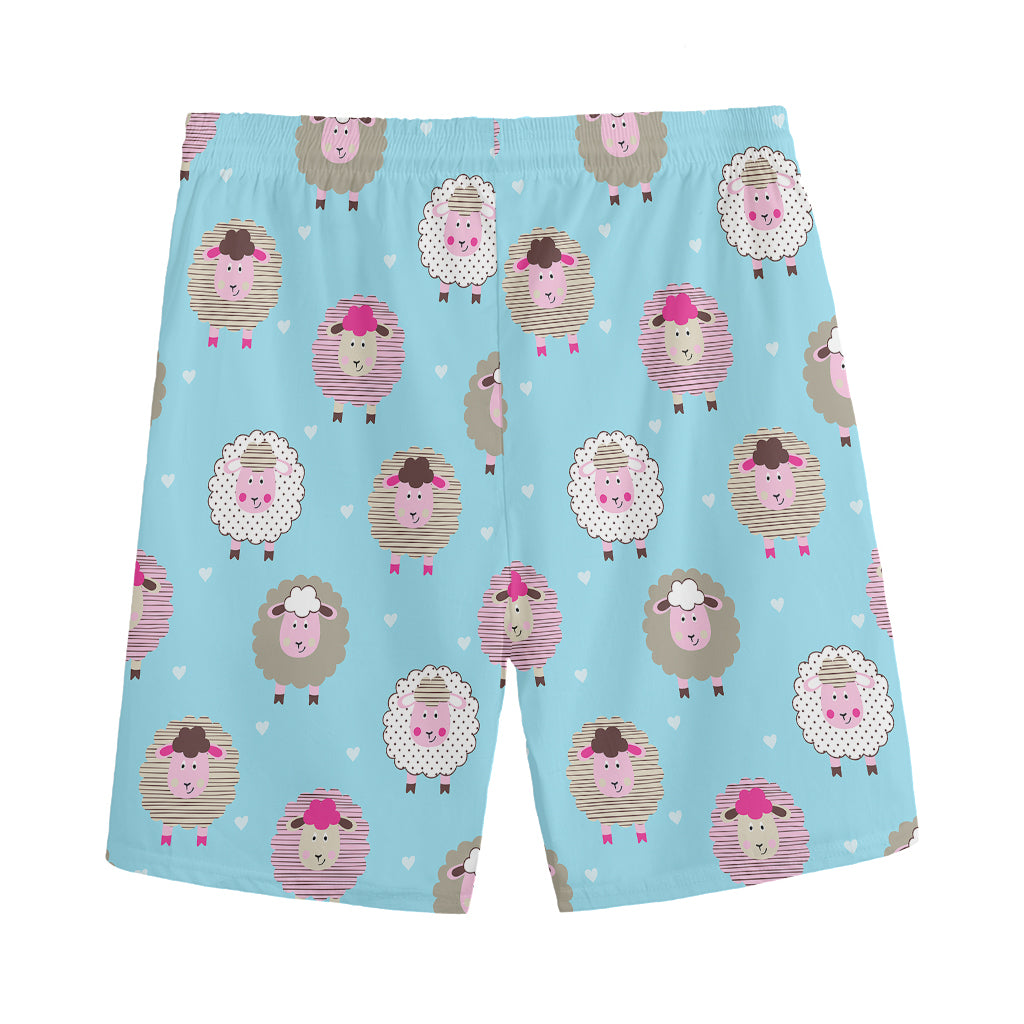 Cartoon Sheep Pattern Print Men's Sports Shorts