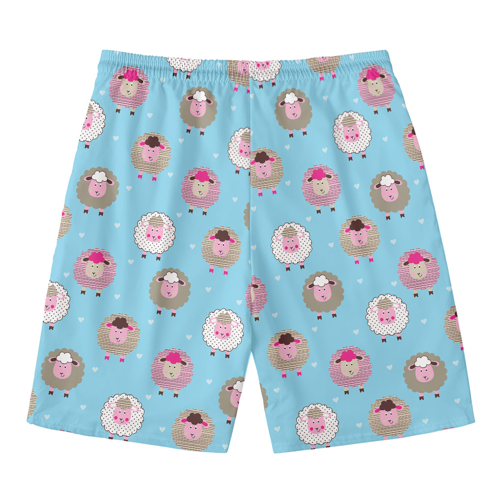 Cartoon Sheep Pattern Print Men's Swim Trunks