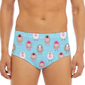 Cartoon Sheep Pattern Print Men's Triangle Swim Briefs