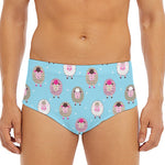 Cartoon Sheep Pattern Print Men's Triangle Swim Briefs