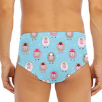 Cartoon Sheep Pattern Print Men's Triangle Swim Briefs