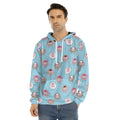 Cartoon Sheep Pattern Print Men's Velvet Pullover Hoodie